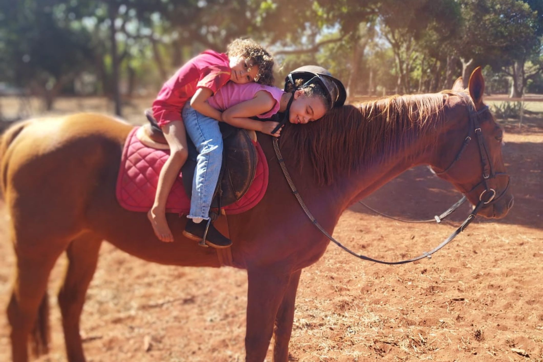 crianças com cavalo